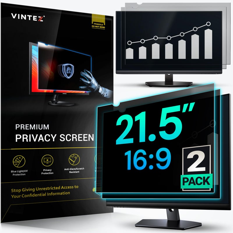 VINTEZ 2 Pack 215 Inch 169 Privacy Screen for Computer Monitor and Laptop Anti Glare Protector Film Blue Light Filter Eye Protection Computer Screen Privacy Shield
