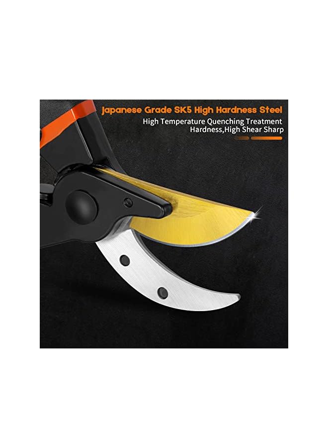 promass Pruning Shears for Gardening, Professional Bypass Pruning Shears and Micro-tip Garden Scissors, Sharp Stainless Steel Blade, Garden Clippers for Rose, Plant, Tree, Garden Fift - Image 2