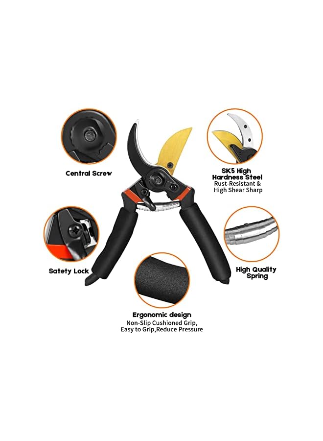 promass Pruning Shears for Gardening, Professional Bypass Pruning Shears and Micro-tip Garden Scissors, Sharp Stainless Steel Blade, Garden Clippers for Rose, Plant, Tree, Garden Fift - Image 4