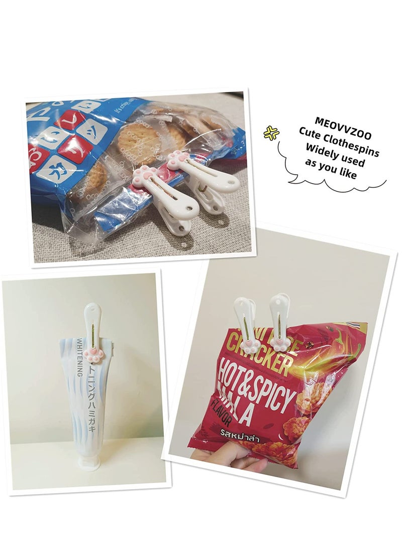 Plastic Clothespins Laundry Clothes Pins Traceless Clothes Pegs, Bag Clips, Food Package Clip, with Cute Cat Claw Pattern for Hanging Clothes, Traceless Clothes Pegs Snack Bags Clips 24 Pack - Image 2