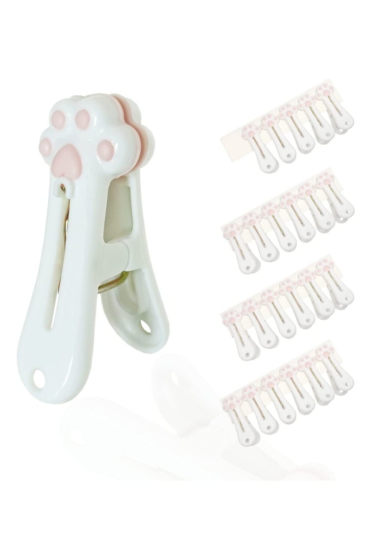 Plastic Clothespins Laundry Clothes Pins Traceless Clothes Pegs, Bag Clips, Food Package Clip, with Cute Cat Claw Pattern for Hanging Clothes, Traceless Clothes Pegs Snack Bags Clips 24 Pack - Image 1