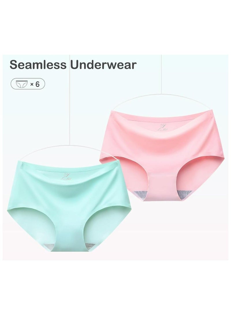لوف بيل ملابس داخلية نسائية من LOVE BELL بدون خياطة مكونة من 6 قطع - ملابس داخلية غير مرئية وناعمة وسلسة للسيدات. (الإمارات العربية المتحدة/المملكة العربية السعودية، Alpha، XL، عادي، عادي، ناعم وكلاسيكي عادي - عبوة من 6 قطع) - Image 2