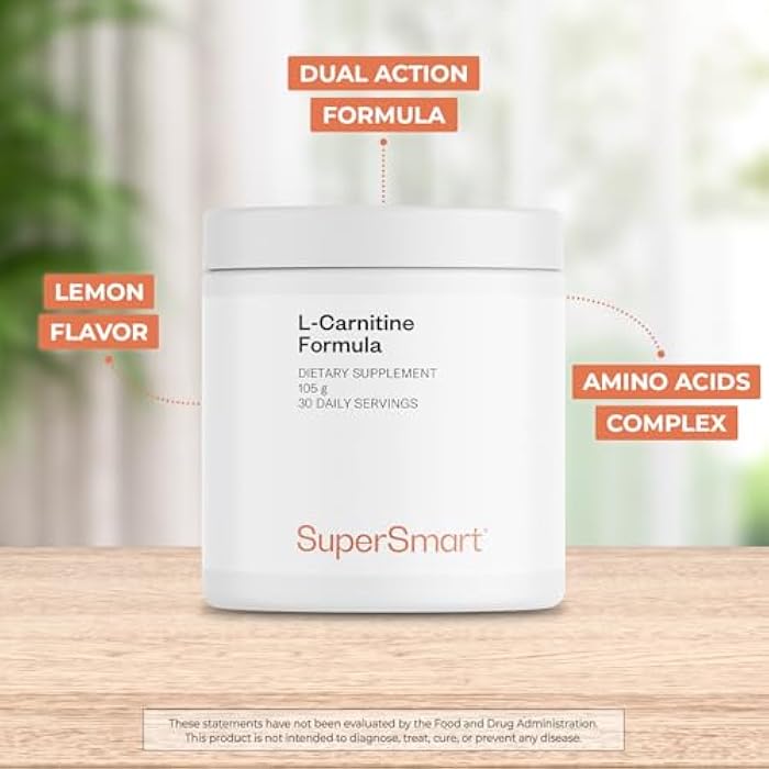 Supersmart - L-Carnitine Formula (Natural Lemon Flavor) - 2-in-1 with Acetyl L-Carnitine & L-Carnitine Tartrate Powder - Amino Acids Complex Supplement | Non-GMO & Gluten Free - 105 g - Image 3