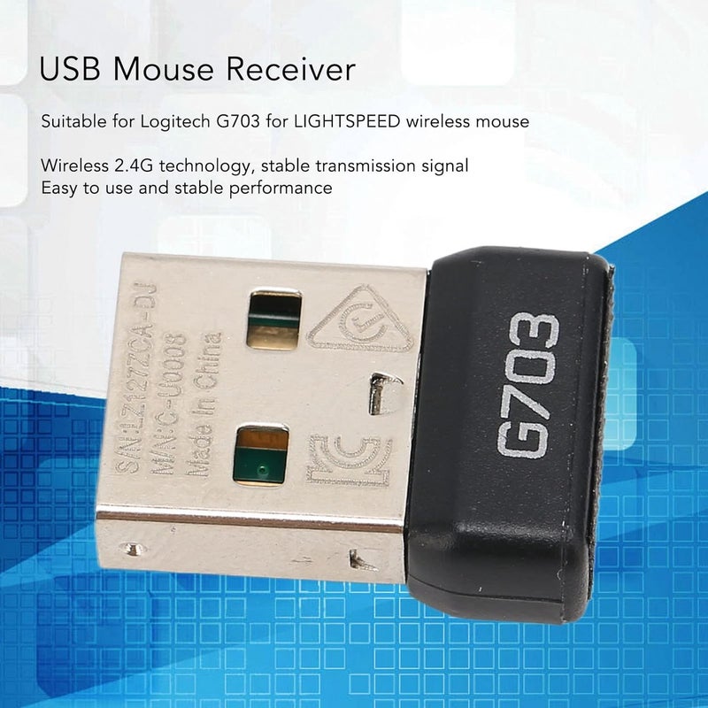 klarako Replacement USB Mouse Receiver, Mini 2.4G USB Mouse Adapter Stable Transmission Signal Durable ABS Metal Receiver Designed for G703 Lightspeed Home Office Traveling - Image 4