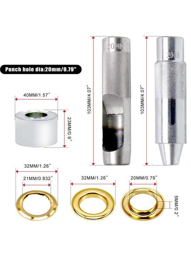 50 Sets 0.75" Grommet Tool Kit, Grommet Setting Tool Copper Grommets Eyelets, 2 Colors, With 3 Pcs Install Tool, Gold And Silver - Image 2