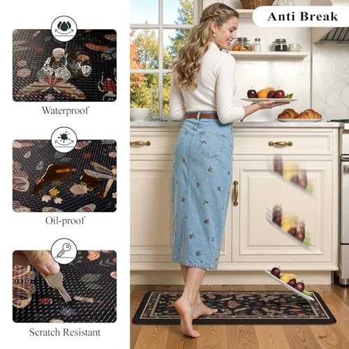 LEEVAN Anti Fatigue Mats for Kitchen Floor Non-Slip, Cushioned Kitchen Mats for Floor 2 Piece, Black Memory Foam Kitchen Mat Set, Waterproof Ergonomic Standing Mat for Bar, Office,Desk, Laundry - Image 3