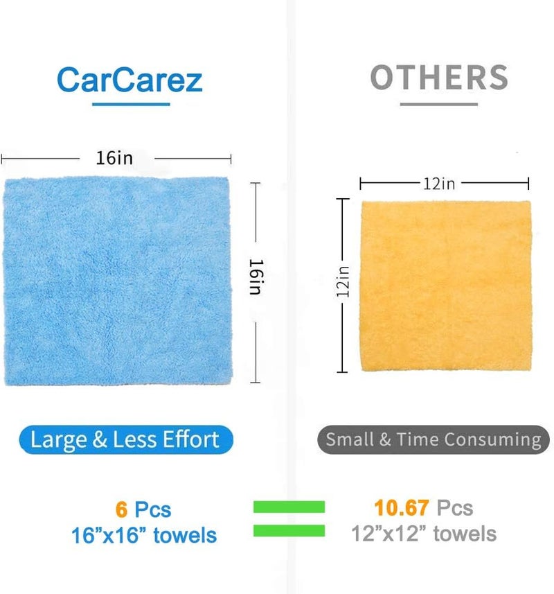 CARCAREZ Microfiber Towels for Cars, Car Drying Wash Detailing Towel with Plush Edgeless Microfiber Cloth (Multi) - Image 3