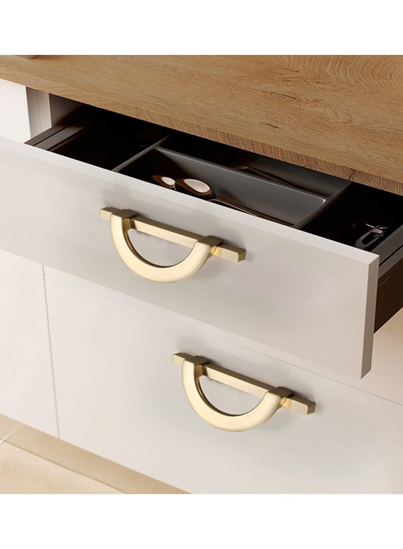 Excefore Brushed Gold Wardrobe Handles, Stylish Zinc Alloy Pulls - Includes Mounting Screws, L115mm/4.53" Length, Enhance Your Furniture with Stylish Furniture Handles(Set of 2)  - Image 2