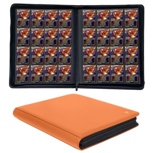 KUOOKING 1000 Pockets Trading Card Binder 16Pocket Card Ablum Compatible with MTGSports Cards Other Standard Size Trading Cards Orange - Image 1