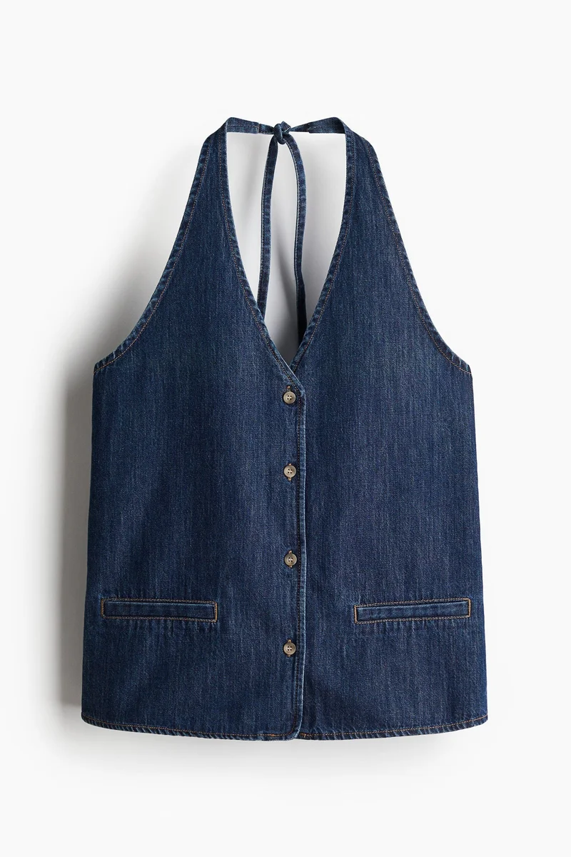 H&M Halterneck denim waistcoat