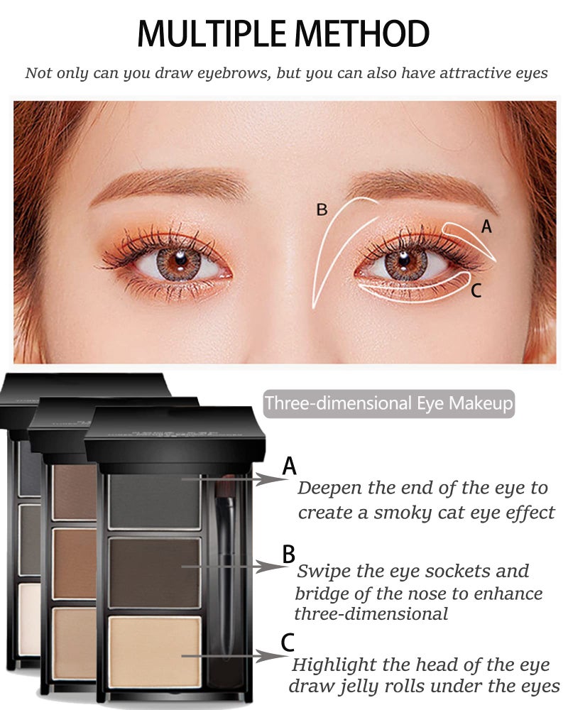 LYSdefeu Eyebrow Powder Makeup Kit-3 Colors Eye Brow Powder Palette Long-Lasting Waterproof, Dark/light Brown Brow Filler, Fill & Sculpt Full Eyebrows for Women, With Mirror, Brow Brush & Razor-Set 02 - Image 4