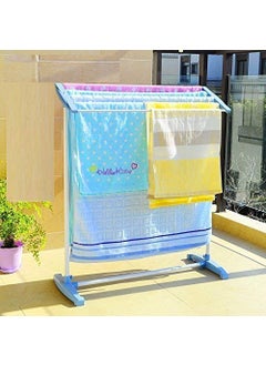 PAVITYAKSH PAVITYAKSH Stainless Steel Towel Rack, Floor-Standing Multi-Functional Mobile Foldable Balcony Towel Stand, Save Space Rack for Drying Holder, Mini Cloth Rack, Indoor and Outdoor, Drying Holder  - Image 2
