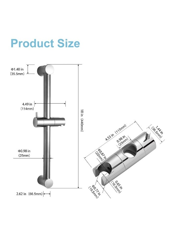 HASTHIP® Stainless Steel Shower Head Bracket 59cm, Sliding Shower Head Holder, No Drill Wall Mounted Shower Holder for 18-25mm Handle, Angle & Height Adjustable Handheld Shower Head Mount - Image 4