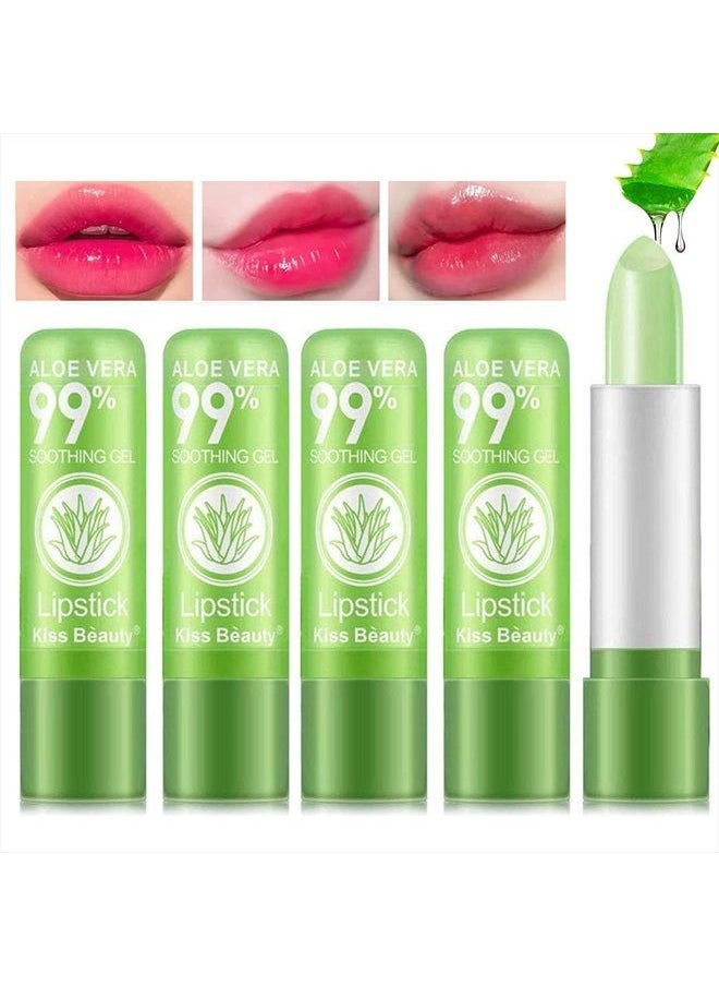 Bestland - 5 Pack Aloe Vera Color Changing Lipstick, Long Lasting Moisturizing Temperature Color Changing Aloe Vera Lip Gloss Lip Balm, Green Lipstick that Turns Pink Magic lipstick Makeup (Aloe Vera Lipstick) - Image 1