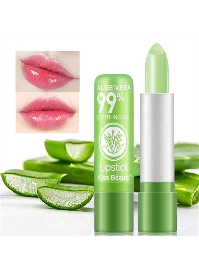Bestland - 5 Pack Aloe Vera Color Changing Lipstick, Long Lasting Moisturizing Temperature Color Changing Aloe Vera Lip Gloss Lip Balm, Green Lipstick that Turns Pink Magic lipstick Makeup (Aloe Vera Lipstick) - Image 1