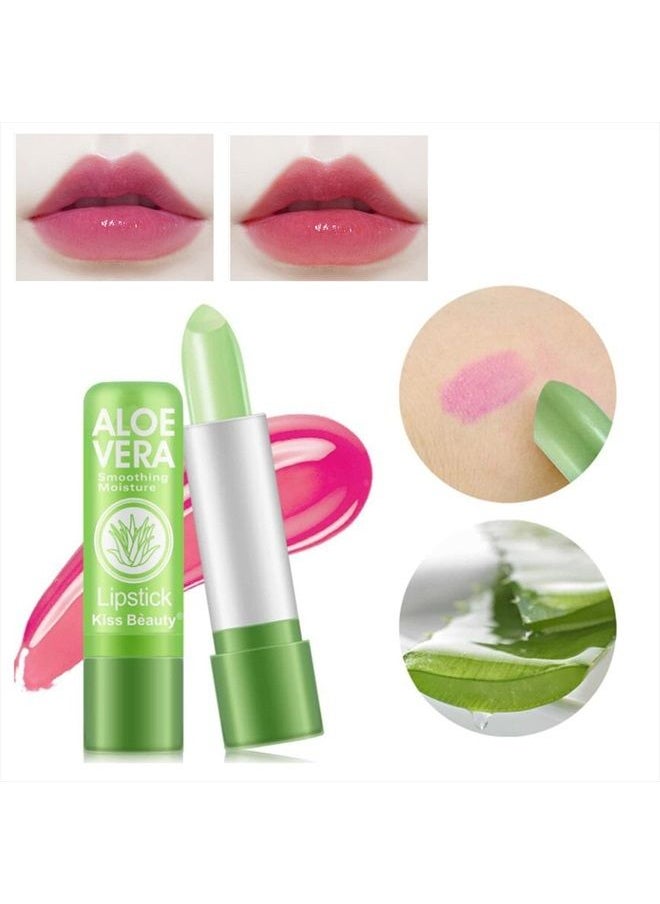 Bestland - 5 Pack Aloe Vera Color Changing Lipstick, Long Lasting Moisturizing Temperature Color Changing Aloe Vera Lip Gloss Lip Balm, Green Lipstick that Turns Pink Magic lipstick Makeup (Aloe Vera Lipstick) - Image 1