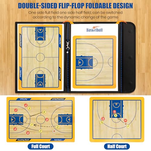 Keweis Basketball Coaching Board Coaches Clipboard Tactical Magnetic Board Kit with Dry Erase, Marker Pen and Zipper Bag (Basketball Board) (Basketball Coaching Board) (Basketball Coaching Board) - Image 2