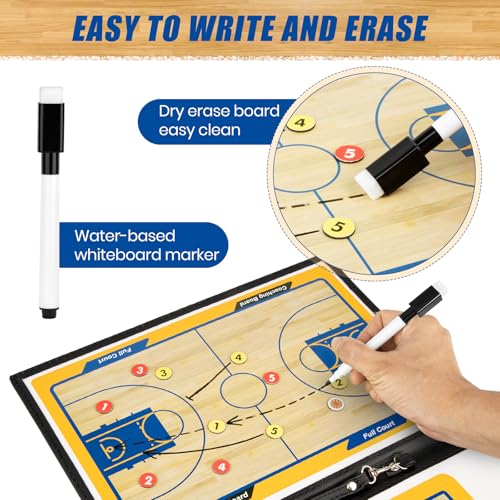 Keweis Basketball Coaching Board Coaches Clipboard Tactical Magnetic Board Kit with Dry Erase, Marker Pen and Zipper Bag (Basketball Board) (Basketball Coaching Board) (Basketball Coaching Board) - Image 4
