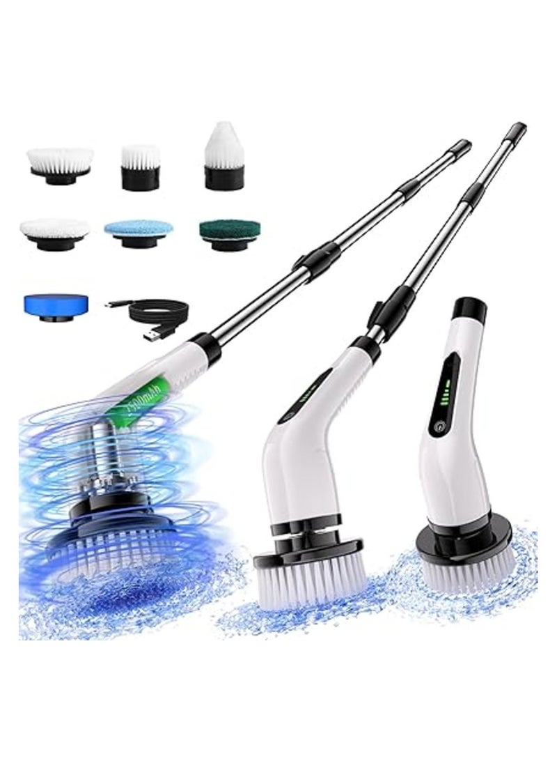 Electric Spin Scrubber, Cordless Cleaning Brush with 7 Replaceable Brush Heads Power Scrubber Shower Cleaning Brush with Adjustable & Detachable Handle for Bathroom, Tub, Tile, Floor, Car - Image 1