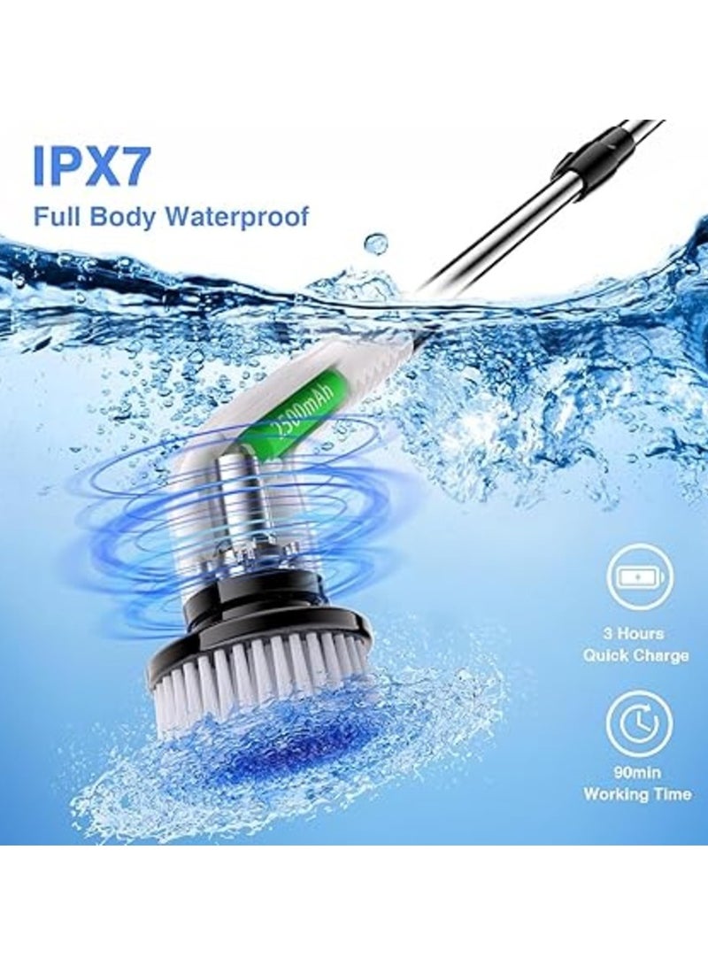 Electric Spin Scrubber, Cordless Cleaning Brush with 7 Replaceable Brush Heads Power Scrubber Shower Cleaning Brush with Adjustable & Detachable Handle for Bathroom, Tub, Tile, Floor, Car - Image 2