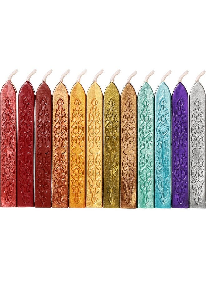 Bememo 12 Pieces Sealing Wax Sticks With Wicks Antique Fire Manuscript Sealing Wax For Wax Seal Stamp (12 Colors A)  - Image 1