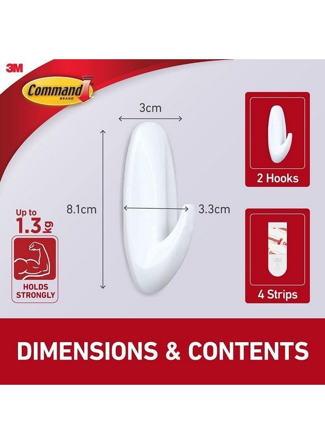 Command Plastic Designer Hooks Bp1Ptf Medium White 4 Hooks - Image 3