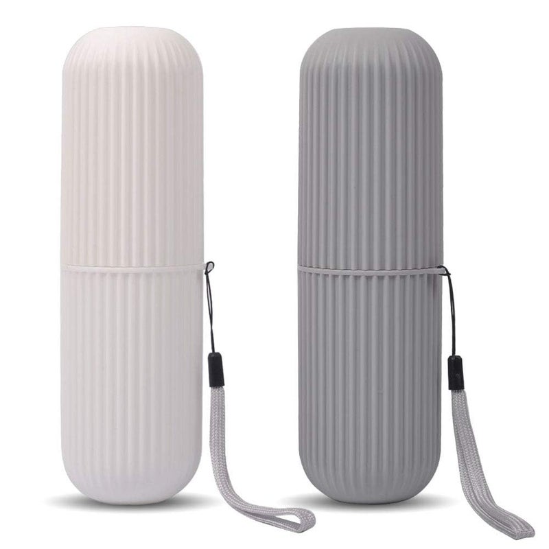 UCEC Toothbrush Case for Traveling Portable Toothbrush Holders Travel Case 77 x 236 x 236 Toothbrush Holders for Travel Camp Home School Business Bathroom2 Pack Grey White - Image 1