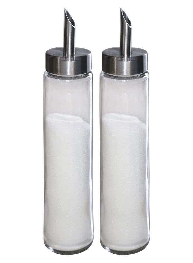 Etrog Global Neat Pour Sugar Dispenser, Shaker & Pourer - MODERN STYLE Brushed Nickel with Stainless Steel Lid, Dishwasher Safe for Sugar, Salt, Cocoa, Sprinkles. 8.4oz for coffee, tea, and baking (Pack of 2) - Image 1