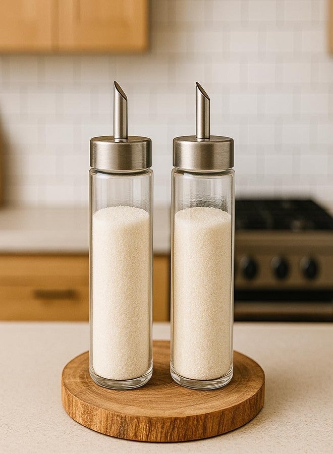 Etrog Global Neat Pour Sugar Dispenser, Shaker & Pourer - MODERN STYLE Brushed Nickel with Stainless Steel Lid, Dishwasher Safe for Sugar, Salt, Cocoa, Sprinkles. 8.4oz for coffee, tea, and baking (Pack of 2) - Image 2