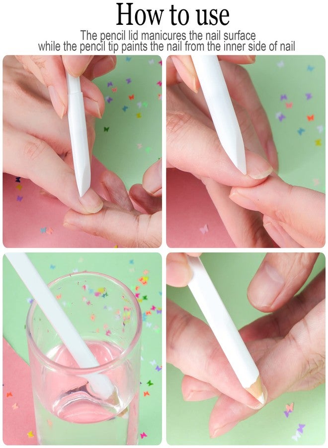 Maitys 2 Pieces Nail Whitening Pencil 2-in-1 White Nail Pencil DIY Design Manicure with Cuticle Pusher - Image 3
