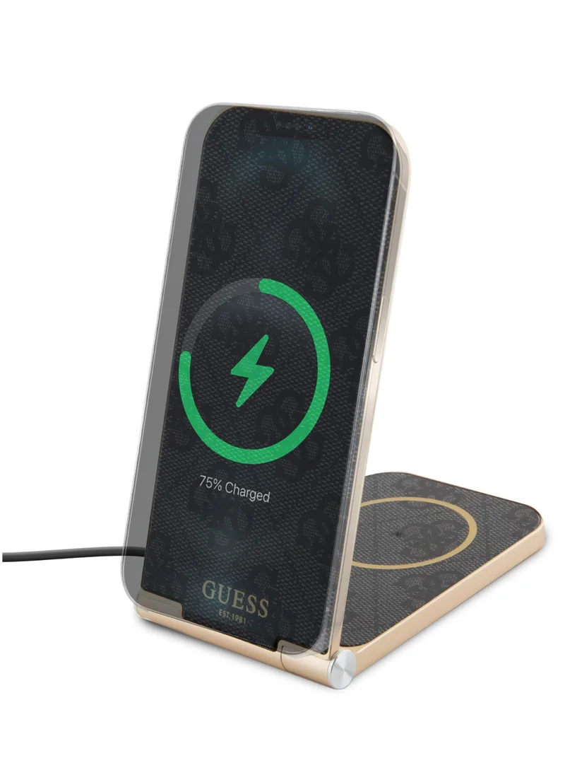 GUESS 15W Magnetic Foldable Desk Wireless Charger with Pattern - Black