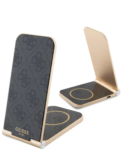 GUESS 15W Magnetic Foldable Desk Wireless Charger with Pattern - Black