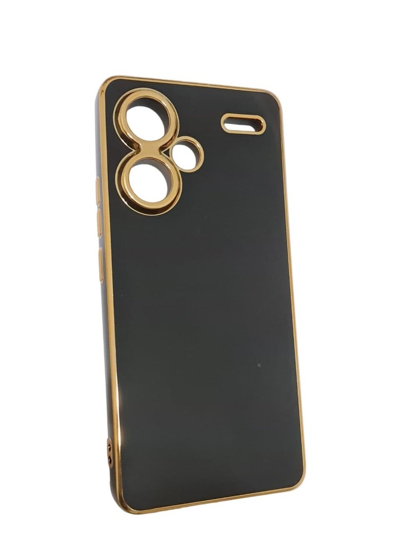 Compatible with Xiaomi redmi note 13 pro plus Case Silicone, PlatingXiaomi redmi note 13 pro plus Phone Case Shockproof Thin and Soft Cover (Black)……