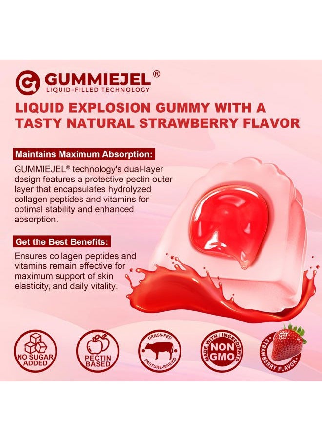 EnvyDeal - Collagen Peptide Gummies for Women & Men Sugar-Free, Multi Collagen Hydrolyzed w/ 1500mg Protein Type I,II,III,V,X, 5000mcg Biotin, Methylated B12, Vitamin C A E D3 B6 for Skin Hair Nails, Bone, 60Cts - Image 1