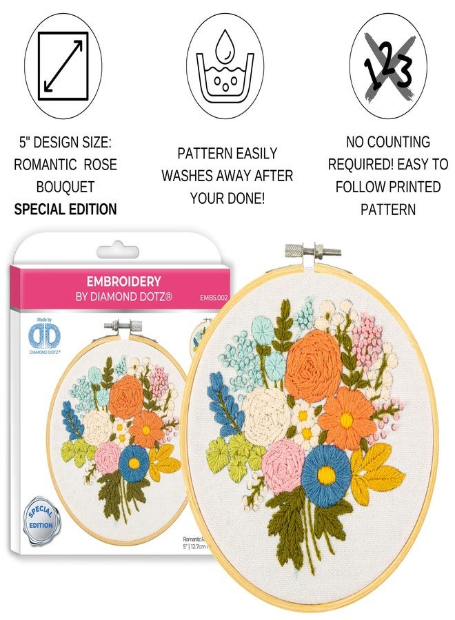 DIAMOND DOTZ Kits - Embroidery Romantic Rose Bouquet: Beautiful Embroidery Kit for Beginners and Adults to Create Stunning Rose Designs, Perfect Starter Embroidery Kits for Adults - Image 2