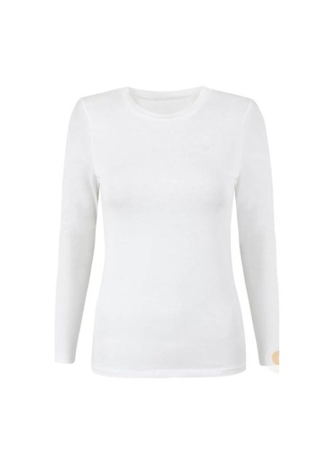 Women's Basic Long Sleeve  White  T-Shirt – Soft Stretch Fabric – Perfect for Layering - Image 4