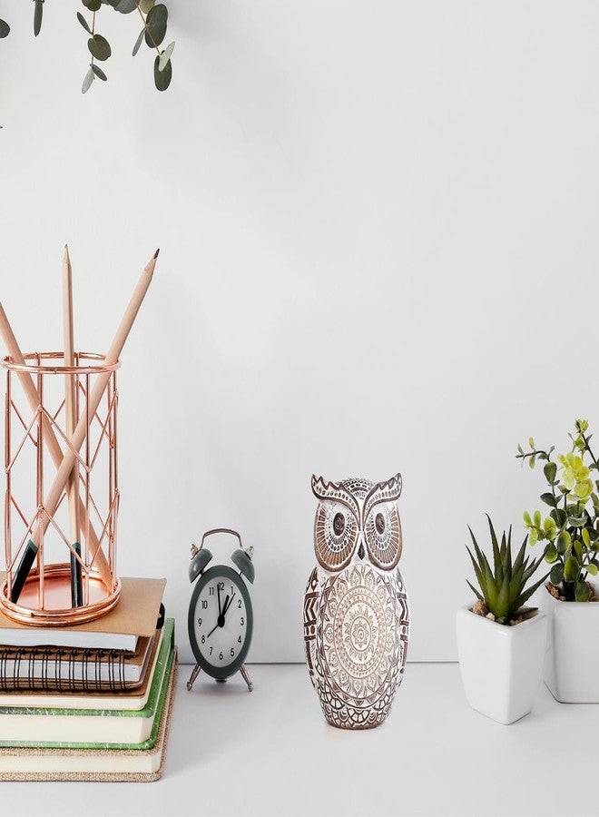 Pigort Adorable Owl Figurine for Shelf or Tray - Cute Chubby Owl Figurine Boho Decor for Shelf Desktop Cabinet Fireplace Mantel Bathroom Decor Accents (M) - Image 3
