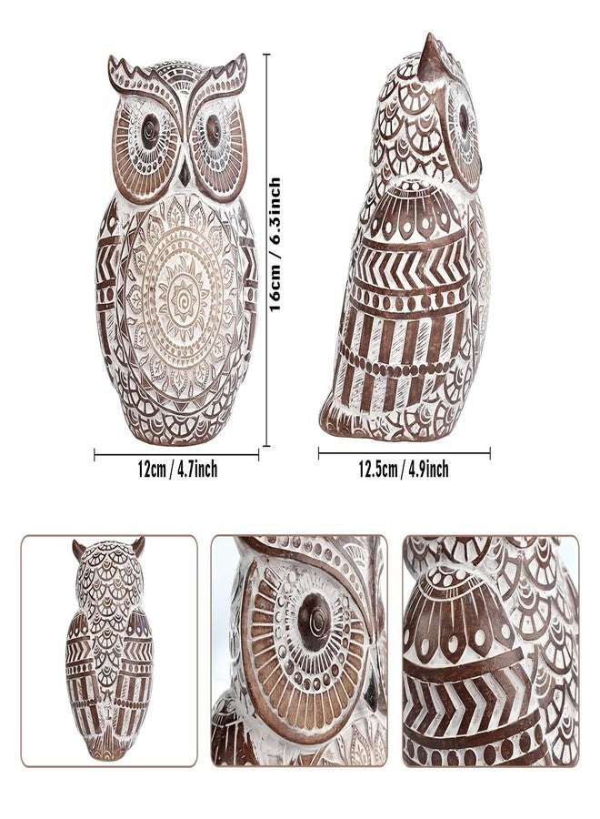 Pigort Adorable Owl Figurine for Shelf or Tray - Cute Chubby Owl Figurine Boho Decor for Shelf Desktop Cabinet Fireplace Mantel Bathroom Decor Accents (M) - Image 2