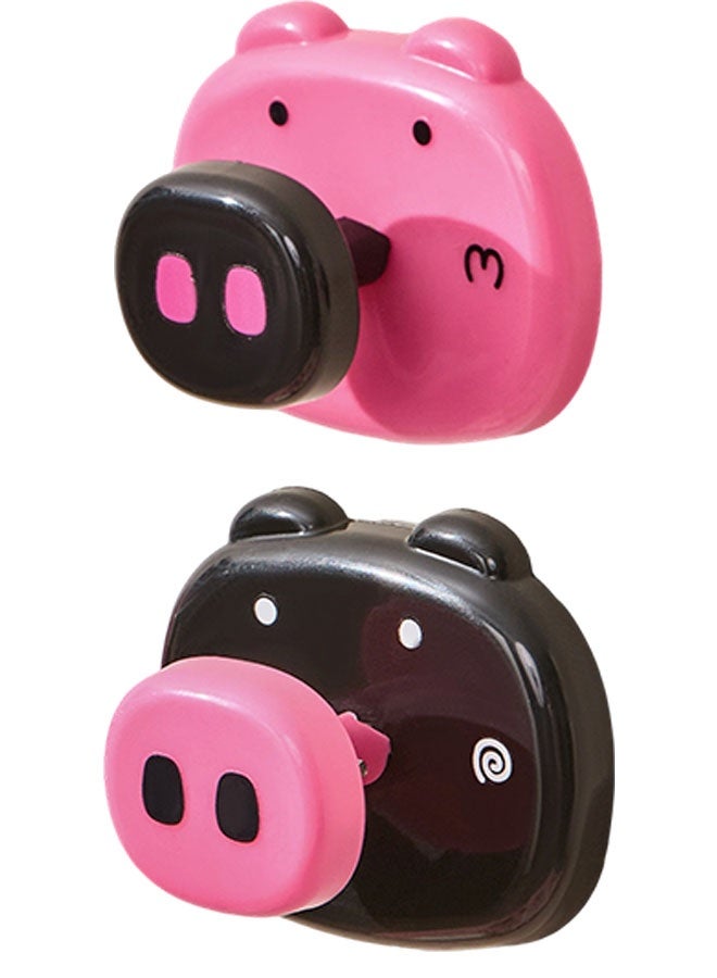 2pcs Cartoon Pig Kitchen Towel Rack Organization Holder Household Accessory For Bedroom Dormitory Face Towel Organization - Image 1