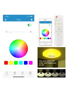 XiuWoo 33cm 36W RGB LED Ceiling Light with Bluetooth Speaker,Cool Warm White Color Changing Ceiling Lamp with App and Remote Control,Waterproof Ceiling Lights for Bedroom Bathroom  - Image 2