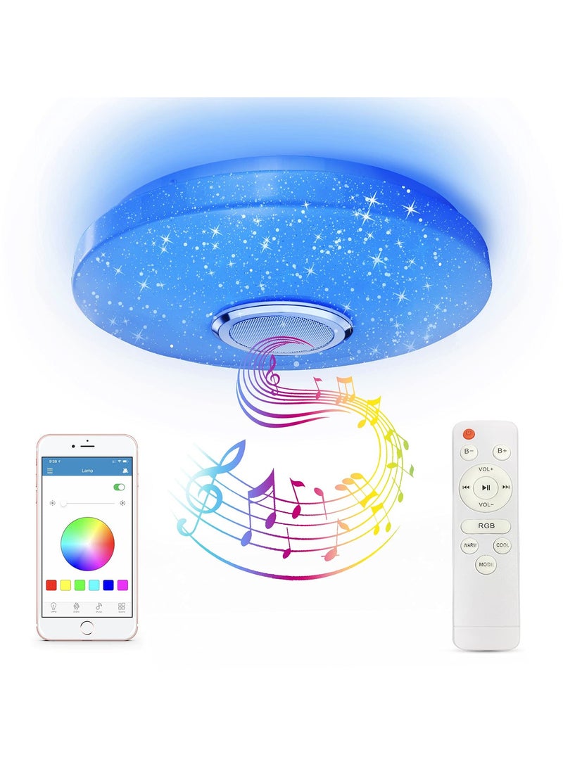 XiuWoo - 33cm 36W RGB LED Ceiling Light with Bluetooth Speaker,Cool Warm White Color Changing Ceiling Lamp with App and Remote Control,Waterproof Ceiling Lights for Bedroom Bathroom - Image 1