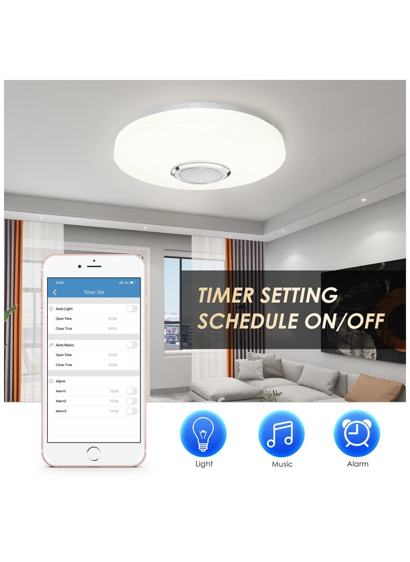 XiuWoo - 33cm 36W RGB LED Ceiling Light with Bluetooth Speaker,Cool Warm White Color Changing Ceiling Lamp with App and Remote Control,Waterproof Ceiling Lights for Bedroom Bathroom - Image 1