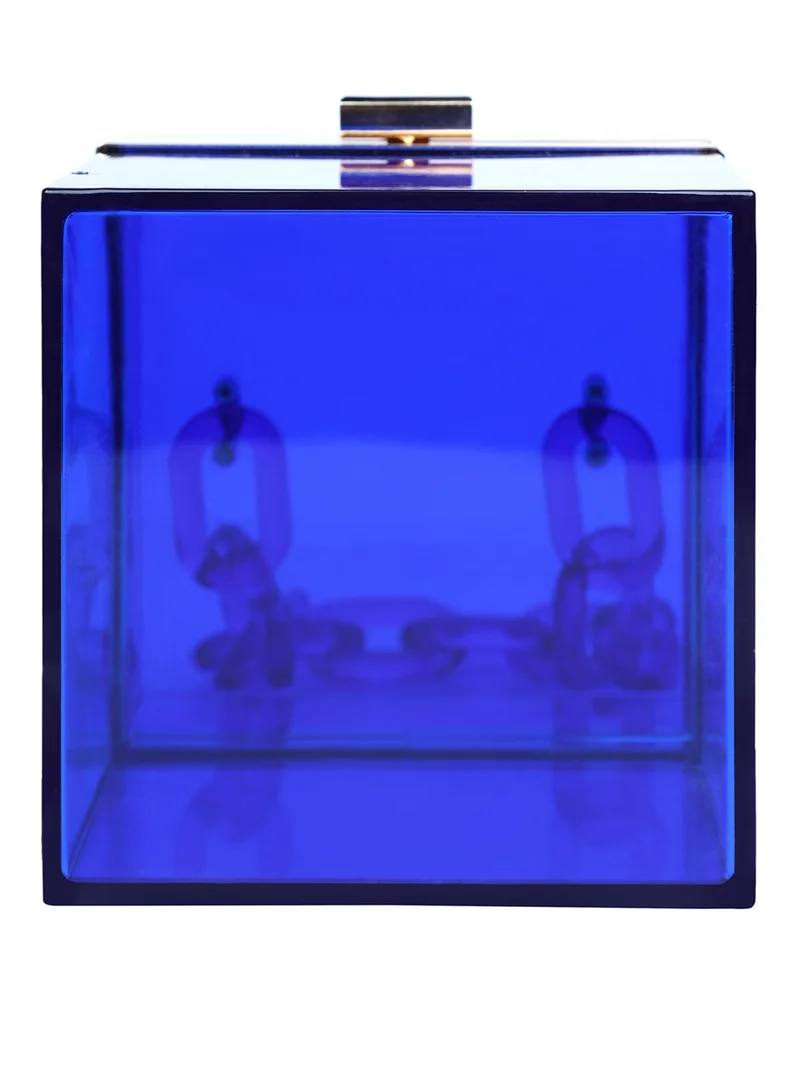 London Rag Blue Cuboid Clear Box Clutch Bag