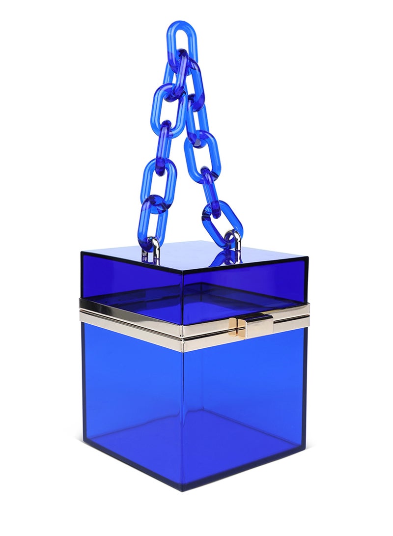 لندن راج حقيبة كلاتش شفافة على شكل مكعب أزرق - Image 5