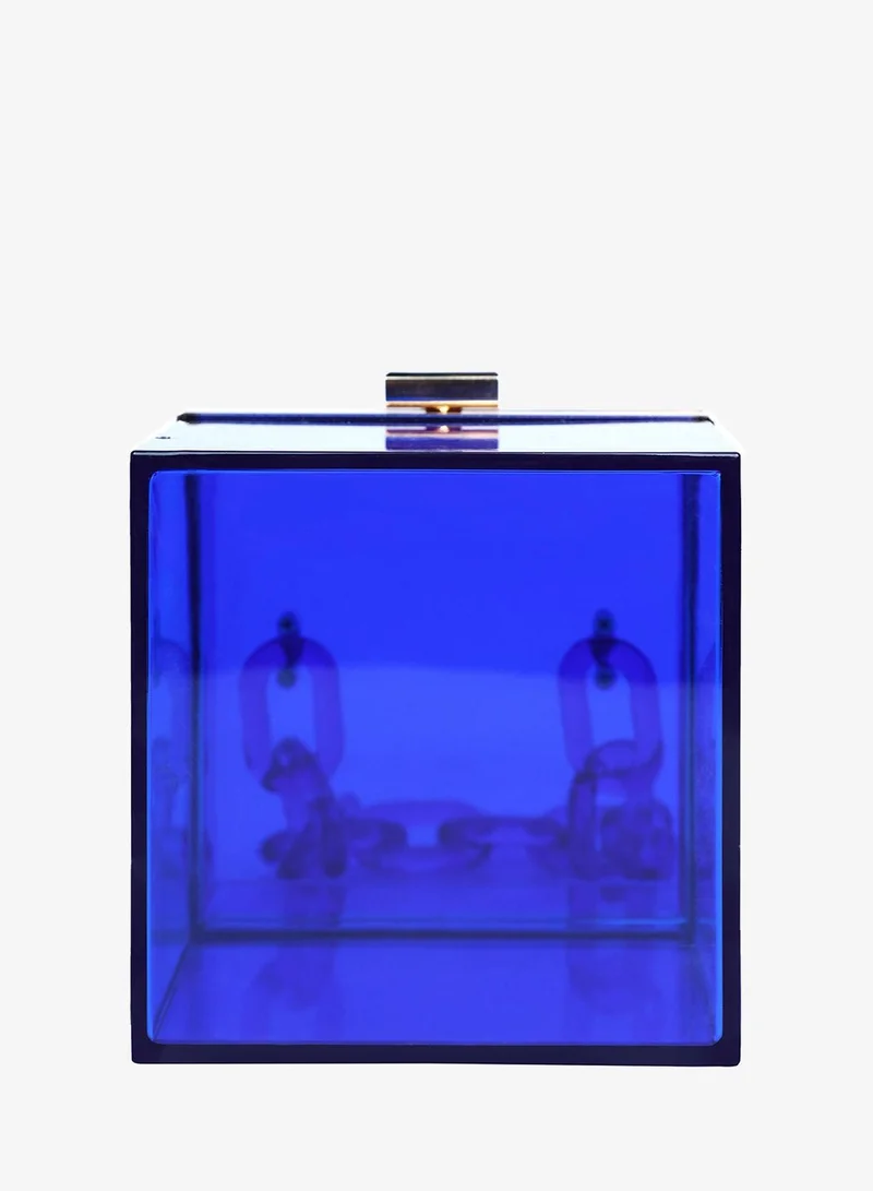 London Rag Blue Transparent Blue Cuboid Clear Box Clutch Bag for Women | Best Price UAE
