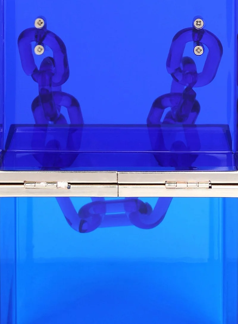 London Rag Blue Transparent Blue Cuboid Clear Box Clutch Bag for Women | Best Price UAE
