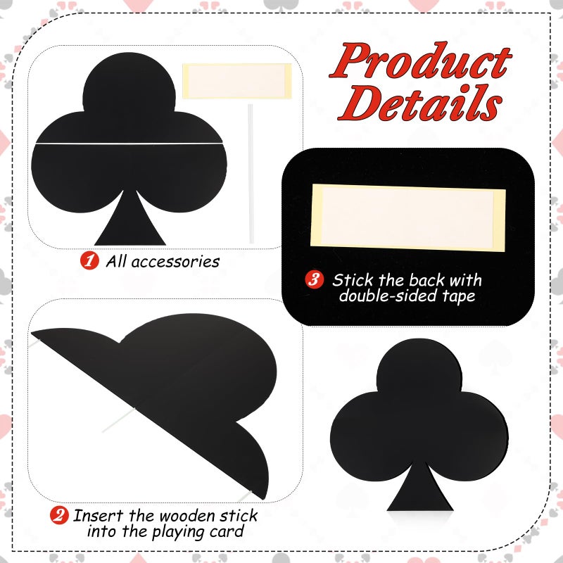 Simgoing 4 Pcs Jumbo Casino Playing Cards 2.17 ft Large Casino Theme Party Decorations Las Vegas Poker Themed Birthday Party Decoration for Prom Adults Game Birthday Supplies - Image 3