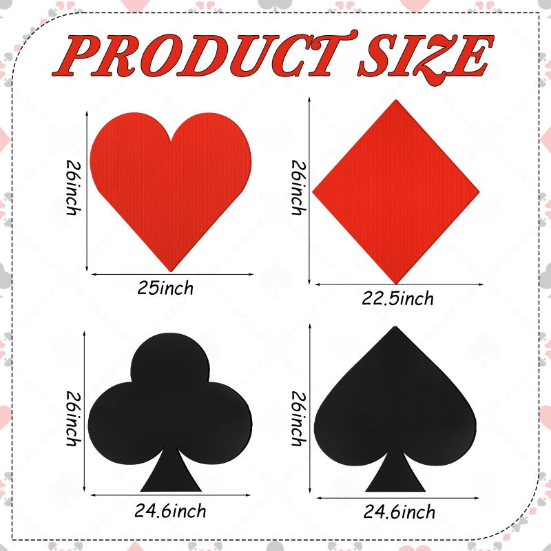 Simgoing 4 Pcs Jumbo Casino Playing Cards 2.17 ft Large Casino Theme Party Decorations Las Vegas Poker Themed Birthday Party Decoration for Prom Adults Game Birthday Supplies - Image 2