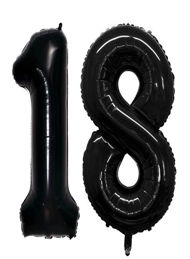 GOER Number 18 Balloons for 18th Birthday Sweet 18 Party Decorations,42 Inch Jumbo Foil Helium 81 Balloons for 81st Birthday Party Decoration (Black) - Image 1