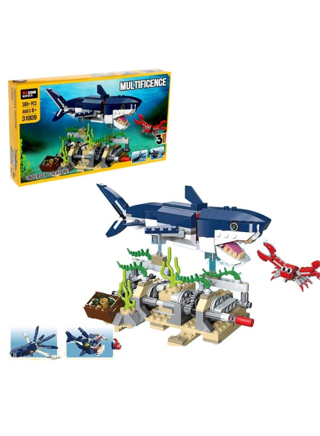 Trenzo 3D Dinosaur-Shark Building Kit - 388 Piece Building Kit - Image 1